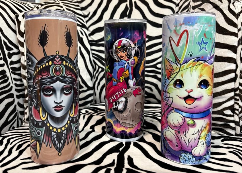 Printed tumblers — 8oz $12 · 12oz $15